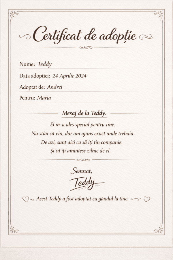 Ursulet Teddy Cartoon Personalizat  V1